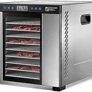 Magic Mill Food Dehydrator Machine | 11 Stainless Steel Trays | Adjustable Timer and Temperature Control | Jerky, Herb, Meat, Beef, Fruits and Vegetables Dryer | Safety Over Heat Protection