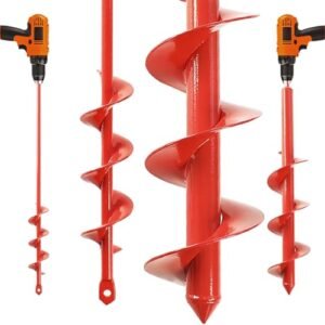Auger Drill Bit for Planting Set of 2, Garden Ground Earth Spiral Drill Bit for 3/8" Hex Drive Drill, for Post Hole Digger Bulb Bedding Digging Plant Rapid Planter