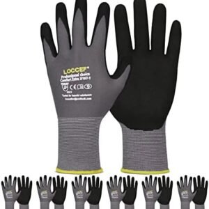 Work Gloves MicroFoam Nitrile Coated-6 Pairs,Seamless Knit Nylon Gloves,Gray Work gloves