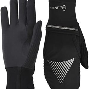 TrailHeads Women's Touchscreen Convertible Running Gloves with Reflective Waterproof Mitten Shell