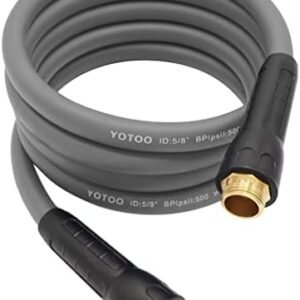 YOTOO Heavy Duty Hybrid Garden Lead in Water Hose 5/8-Inch by 10-Feet 150 PSI, Kink Resistant, All-Weather Flexible with Swivel Grip Handle and 3/4" GHT Solid Brass Fittings, Gray