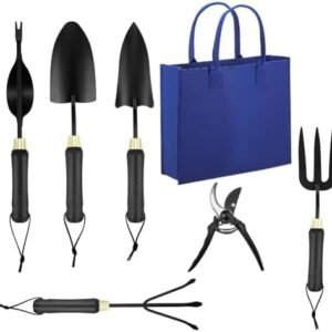 Gardening Tools,Heavy Duty Stainless Steel Ergonomic Handle 7 Pieces Outdoor Garden Tools Set,Ideal Gardening Gifts for Women and Men (Black)
