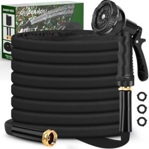 Garden Hose 100ft, Flexible Hose with 10 Function Hose Nozzle, Non-Expandable, Lightweight, Kink-Free and Easy Storage Water Hose for Outdoor, Watering, Car Wash