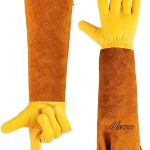 Professional Gardening Gloves for Men&Women, Rose Pruning Gloves Thorn Proof, Adjustable Cuff, Breathable Leather Cowhide Long Garden Gloves,Garden Gifts & Tools for Gardener,Yard Work