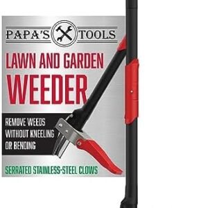 papa's tools Heavy-Duty Stand-up Weeding Puller Tool - Garden Weed Remover Tool with 3-Claw Stainless Steel, Enjoy Yard Gardening with Effortless Uprooting Weeder with 39" Long Ergonomic Handle