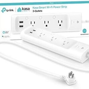 Kasa Smart Plug Power Strip KP303, Surge Protector with 3 Individually Controlled Smart Outlets and 2 USB Ports, Works with Alexa & Google Home, No Hub Required , White