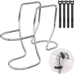 Adjustable Washing Machine Drain Hose Holder, 304 Stainless Steel Laundry Tub Hose Guide Clip, Universal Washing Machine Washer Drain Hose Holder Hook Fits All Drain Hose with 4PCS Cable Ties