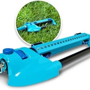Aqua Joe AJ-OMS20-BRS 4973 Sq Ft Variable-Width Turbo Oscillating Sprinkler, 6 Switchable Spray Nozzles