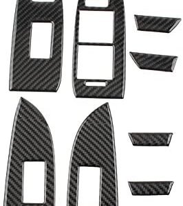 SIKUAI Carbon Fiber 8PCS Door Window Control Lift Switch Button Panel Trim Cover Widow Shift Interior Accessories for Toyota Prius 2012-2015, RHD