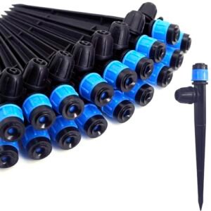 50Pcs Drip Irrigation Emitters with Lock, Adjustable 360 Degree Water Flow Irrigation Drippers for 1/4" Drip Irrigation Tubing, Micro Spray Drip System Parts for Garden Irrigation System
