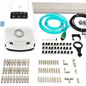 USA App Controlled High Pressure Misting System Kit 1000 PSI 60' Stainless Steel Tubing 30 Nozzles Patio Misting System Kit .4 gpm (.006" Nozzle for Most hot climates)