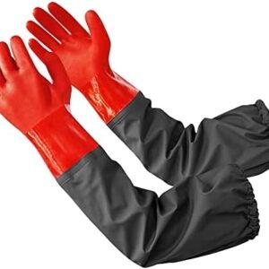 Full Arm Pond Gloves with Cotton lining Extra Long Waterproof Gloves for Pond Cleaning Care/Machinery Industry 25-inch
