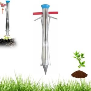 Long Handle Bulb Transplanter, 2024 New Stainless Steel Planting Garden Tools, Vegetable Seedling Tool, Manual Plant Transplanter with Soft Grip, Multi Functional Vegetable Seedling Transplanter (B)