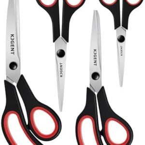 Scissors All Purpose 4-Pack, Heavy Duty Scissors Set with Thick and Sharp Blades, Premium shears with Soft Handles, Paper Scissors for Office Household Fabric Craft School Supplies (Black)