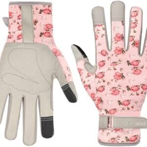 Velway Gardening Working Gloves for Women - Breathable Flexible Gardening Gloves, Light Touchscreen Protective Gloves for Weeding, Planting, Pruning - Pink, Medium