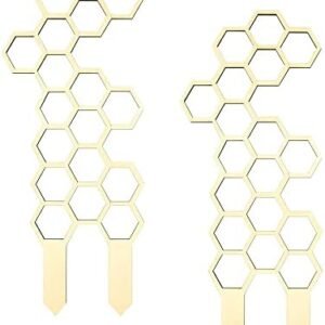 2 Pack Small Trellis for Potted Plants,16"Plants Trellis Starter Holder for Indoor Outdoor Garden Decor,Wooden Honeycomb Shape Potted Plant Flower Stem Vines Climbing Training Support Pole Accessories