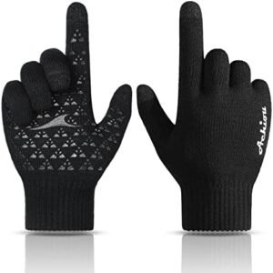 Achiou Winter Gloves for Men Women, Touch Screen Texting Warm Gloves with Thermal Soft Knit Lining,Elastic Cuff