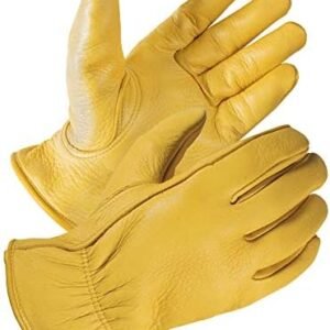 SKYDEER Full Premium Genuine Deerskin Leather Hi-Performance Utility Driver Work Gloves (SD2210/L, Unlined)