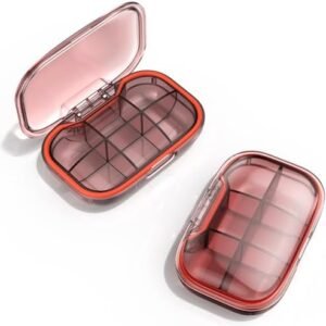 6 Compartment Travel Pill Box, Pill Organizer Moisture Proof Pill Case, Small Pill Box for Pocket Purse, Daily Portable Medicine Vitamin Box, Fish Oil Box, Supplement Box