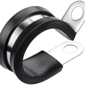 LOKMAN 20 Pack 1/2 Inch Stainless Steel Cable Clamp, Rubber Cushioned Insulated Clamp, Metal Clamp, Tube Holder for Tube, Pipe or Wire Cord Installation