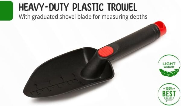11" Heavy Duty Plastic gardening Hand Trowel, Great Tool for garden shovel, camping trowel, backpacking trowel and sand shovels for beach small shovels for gardening are perfect for children to handle - Image 4