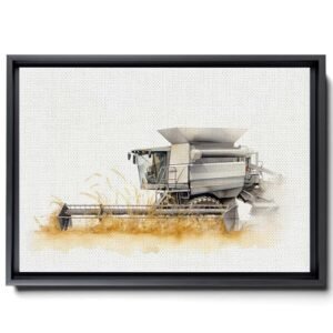 Farming Tractor, Harvester Farm Machinery Wheat Cropping Agriculture Farmhouse Decor, Modern Print On Canvas, Canvas Prints