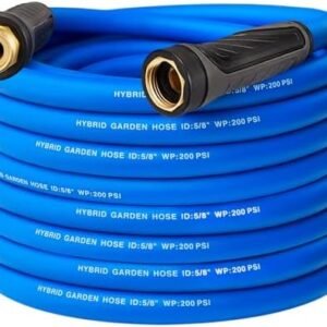 Upgraded Garden Hose 100 ft with Swivel Grip Handle, New Hybrid Water Hose 5/8 IN x 100FT, Flexible, Lightweight, Durable, Heavy Duty, All-weather, 3/4 IN GHT Solid Brass Fittings, Blue