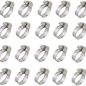 20pcs - Stainless Steel Adjustable Clamps 14-27mm Size Range Worm Gear Fit 1/2" 5/8" 3/4" Garden Hose (1 pack)