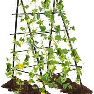 HPC DECOR Cucumber Trellis for Raised Bed,35"x71" Garden Trellis for Climbing Plant Outdoors,Metal A-Frame Trellis with Climbing Net,Cucumber Trellis Support for Vegetable,Grape,Tomato,Peas,Fruit,Vine