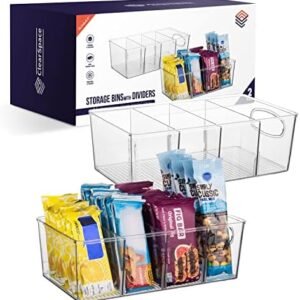 ClearSpace Plastic Pantry Organizers and Storage Bins with Removable Dividers – Perfect Kitchen Organization or Pantry Storage – Refrigerator Organizer Bins, Cabinet Organizers (2 Pack)