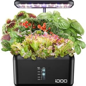 iDOO Hydroponics Growing System Kit Indoor Herb Garden, Gardening Gifts with LED Grow Light, 8Pods Herb Garden Kit Indoor for Home Kitchen, Up to 15", Auto-Pump, Auto-Timer