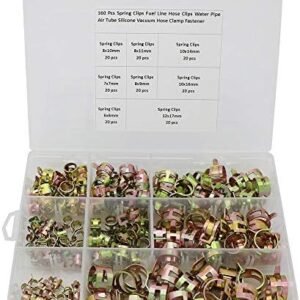 160Pcs Spring Band Type Action Fuel/Silicone Vacuum Hose Pipe Clamp 6-17mm Low Pressure Air Clip Clamp Assortment Kit (6mm 7mm 9mm 10mm 11mm 14mm 16mm 17mm)