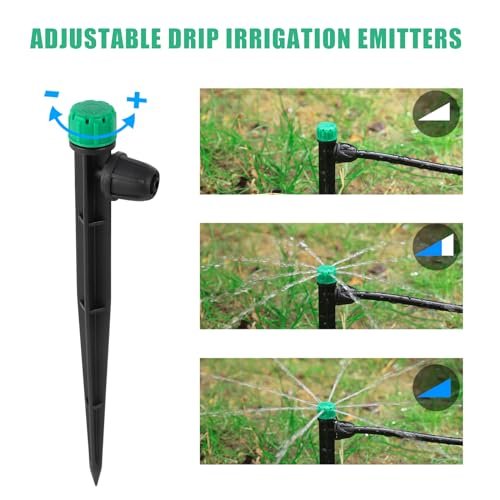 50Pcs 6.5" Drip Irrigation Emitters with Stake for 1/4" Drip Irrigation Tubing Easy Install Adjustable 360 Degree Water Flow Drippers with Lock Barbed for Garden Patio Lawn(50Pcs Drippers) - Image 4