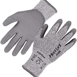 Ergodyne ProFlex 7030 Cut Resistant Work Gloves, ANSI A3, PU Coated Palms for Flexible No Slip Grip, Abrasion Resistant, 13g, Gray, Medium