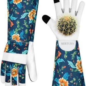 Leather Long Gardening Gloves for Women Thorn Proof Garden Gloves Yard Working Gloves