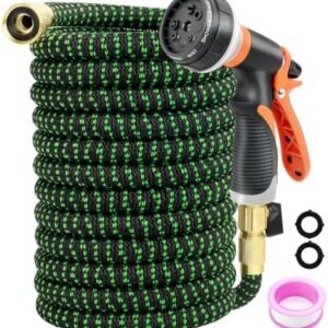 Expandable Garden Hose Water Pipe: 50FT Flexible Water Hose with 8 Function Spray Nozzle, Durable Triple Layer Latex Core Garden Hoses for Gardening Lawn Car Pet Washing