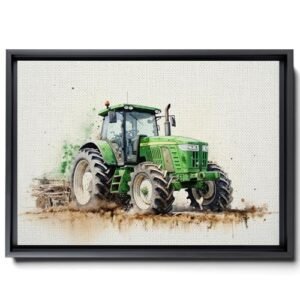 Farming Tractor, Harvester Farm Machinery Wheat Cropping Agriculture Farmhouse Decor, Modern Canvas, Wall Art