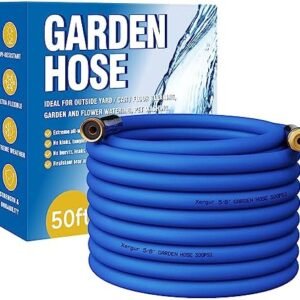 Flexible Garden Hose Water Pipe - 50FT Water Hose with Solid Brass Fittings, Durable Water Hose Swivel Grip Heavy Duty Flexible Hose for Gardening Lawn Car Pet Washing, Blue