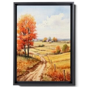 Farming Tractor, Harvester Farm Machinery Wheat Cropping Agriculture Farmhouse Decor, Modern Art, Wall Art