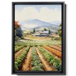 Farming Tractor, Harvester Farm Machinery Wheat Cropping Agriculture Farmhouse Decor, Modern Art, Canvas Prints