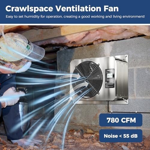 ALORAIR 780 CFM Crawl Space Ventilator Fan, IP55 Rated Basement Exhaust Fan with Temperature Humidity Controller, Timing Cycle, Speed Control, Built-in Freeze Protection Thermostat, ETL - Image 2