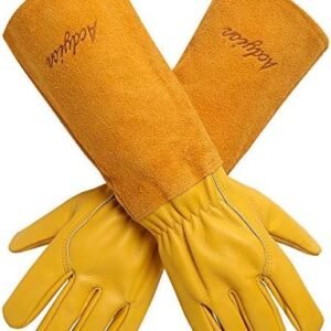 Acdyion Gardening Gloves for Women/Men Rose Pruning Thorn & Cut Proof Long Forearm Protection Gauntlet, Durable Thick Cowhide Leather Work Garden Gloves