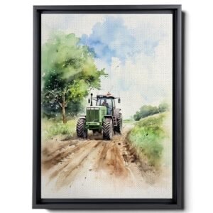 Farming Tractor, Harvester Farm Machinery Wheat Cropping Agriculture Farmhouse Decor, Modern Canvas, Decor Canvas
