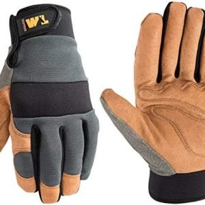 Wells Lamont Men's Heavy Duty Leather Palm Hybrid Spandex Work Gloves, X-Large (3236XL), Gray