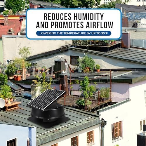 Solar Attic Fan, 35 W 14", 1200 CFM Large Air Flow Solar Roof Vent Fan, Low Noise and Weatherproof with 110V Smart Adapter, Ideal for Home, Greenhouse, Garage, Shop, RV, Workshop etc. - Image 6